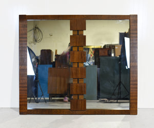 Mid Century Lane Brutalist Walnut Wall Mirror