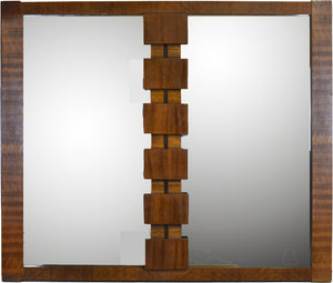 Mid Century Lane Brutalist Walnut Wall Mirror