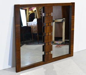 Mid Century Lane Brutalist Walnut Wall Mirror