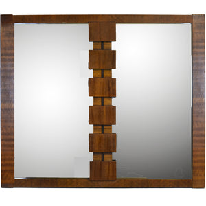 Mid Century Lane Brutalist Walnut Wall Mirror