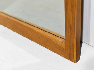 Mid Century Lane Staccato Brutalist Oak Beveled Glass Mirror