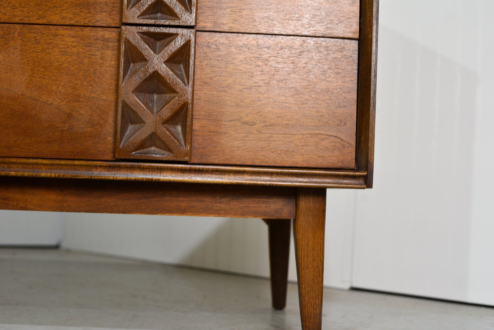 Mid Century Modern Walnut Dresser by Bassett Furniture