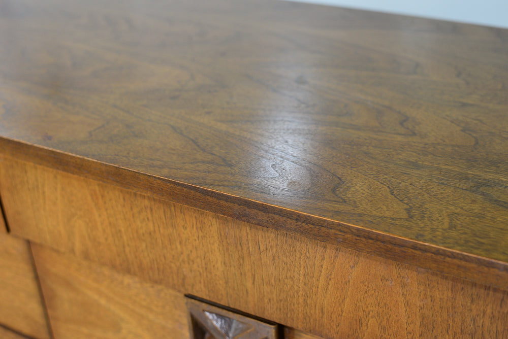 Mid Century Modern Walnut Dresser by Bassett Furniture