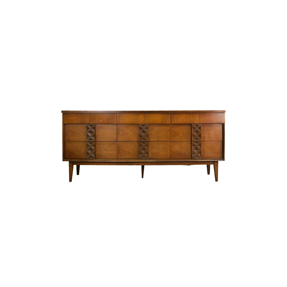 Mid Century Modern Walnut Dresser by Bassett Furniture