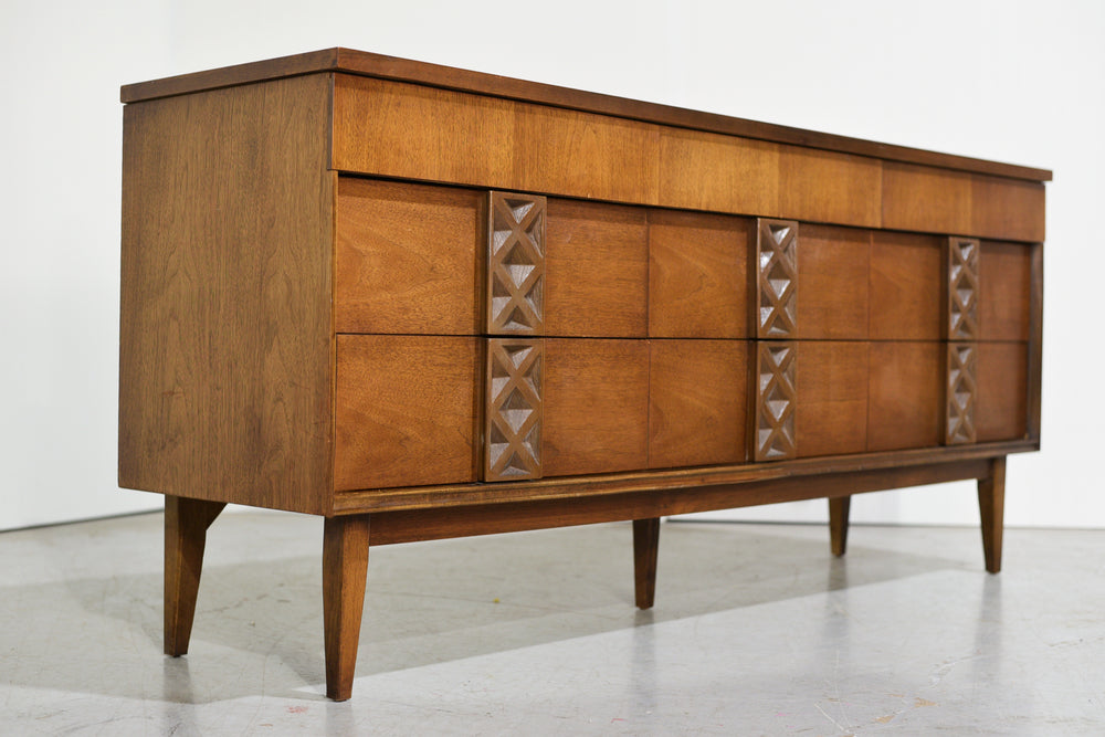 Mid Century Modern Walnut Dresser by Bassett Furniture