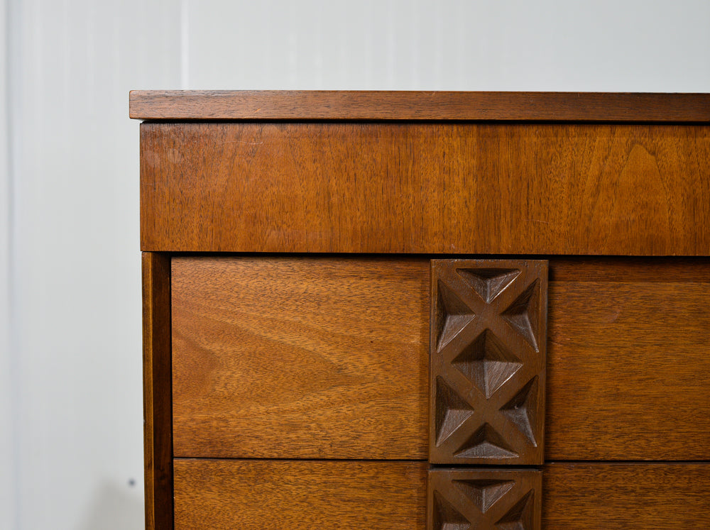 Mid Century Modern Walnut Dresser by Bassett Furniture