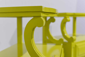 Mid Century Nightstands in Chartreuse Serenata Collection by Kent Coffey  - Newly Painted