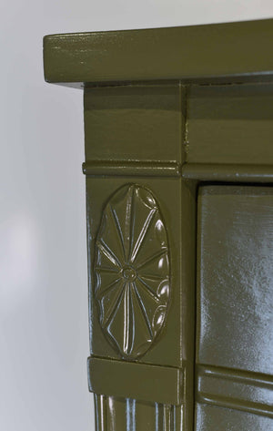 Mid Century Regency Style Mahogany Serpentine Highboy in Green - Newly Painted