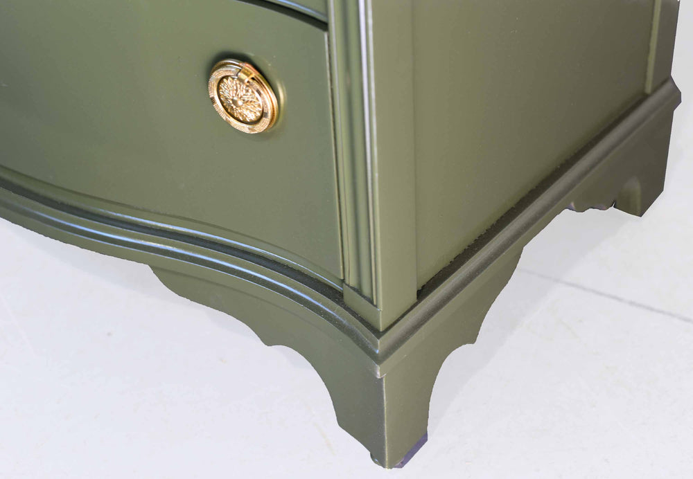 Mid Century Regency Style Mahogany Serpentine Highboy in Green - Newly Painted