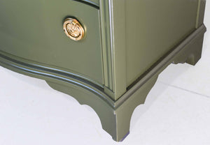 Mid Century Regency Style Mahogany Serpentine Highboy in Green - Newly Painted