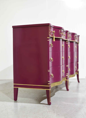 Mid Century Serpentine Front Credenza by Romweber in Purple - Newly Painted