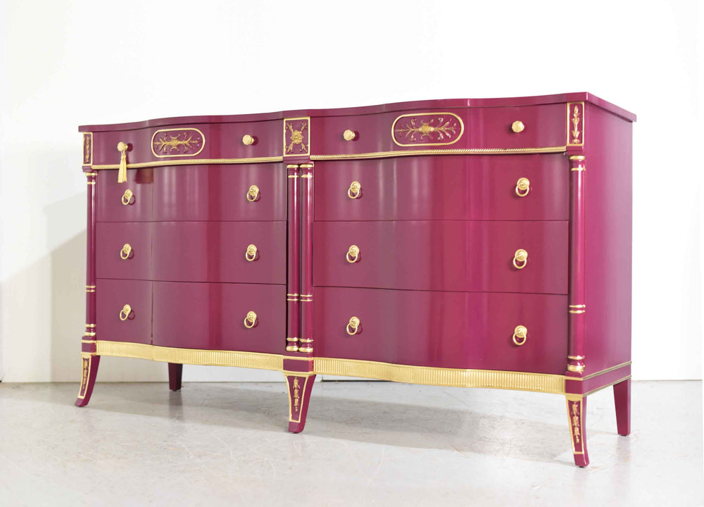 Mid Century Serpentine Front Credenza by Romweber in Purple - Newly Painted