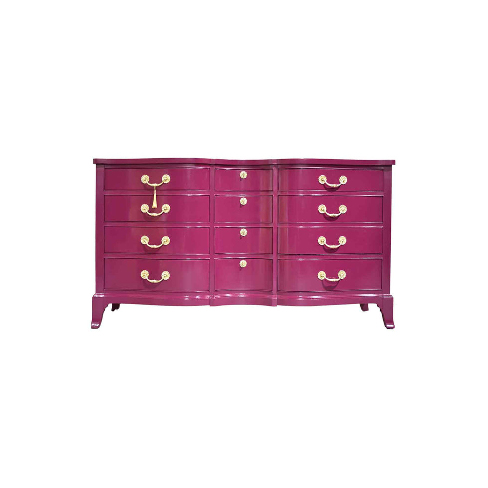 Mid Century Serpentine Front Dresser by Thomasville in Purple - Newly Painted