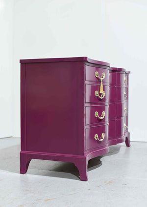 Mid Century Serpentine Front Dresser by Thomasville in Purple - Newly Painted