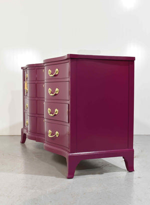 Mid Century Serpentine Front Dresser by Thomasville in Purple - Newly Painted