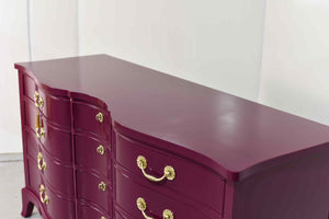 Mid Century Serpentine Front Dresser by Thomasville in Purple - Newly Painted