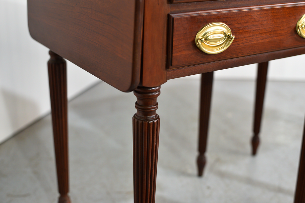 Mid Century Sheraton Style Fluted leg Flip Top Tables - A Pair