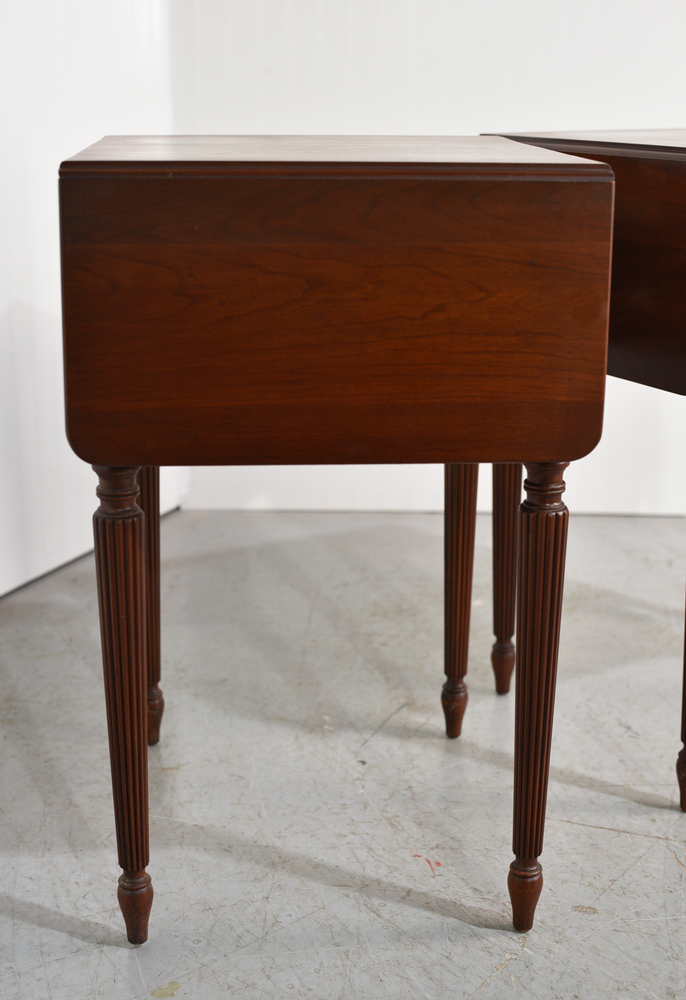 Mid Century Sheraton Style Fluted leg Flip Top Tables - A Pair