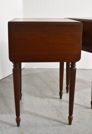 Mid Century Sheraton Style Fluted leg Flip Top Tables - A Pair