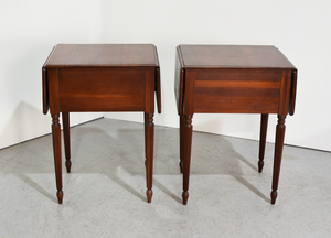 Mid Century Sheraton Style Fluted leg Flip Top Tables - A Pair