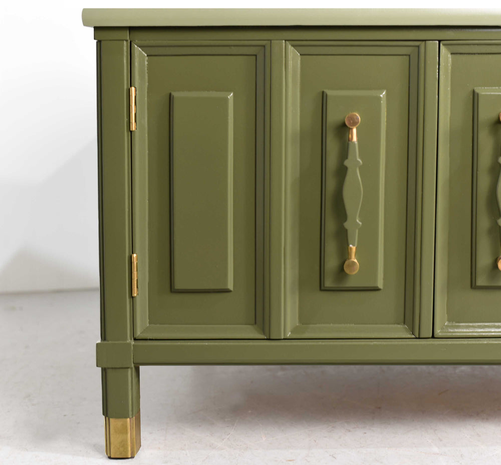 Mid Century Square Side Tables or Nightstands in Green - Newly Painted