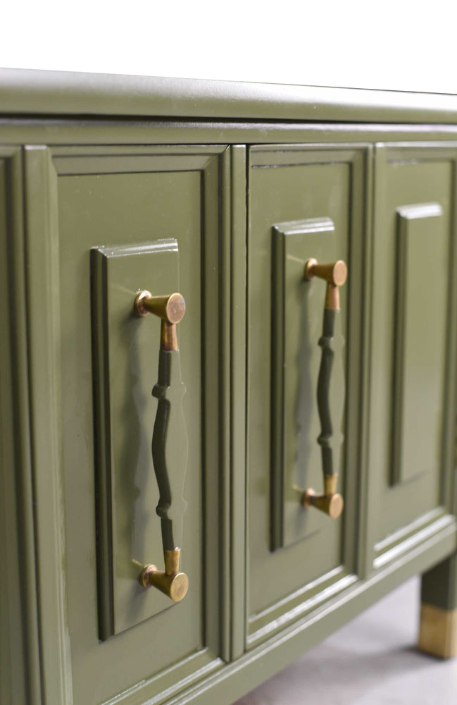 Mid Century Square Side Tables or Nightstands in Green - Newly Painted