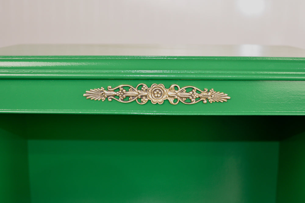 Mid Century Traditional Mahogany Nightstands in Green A Pair- Newly Painted