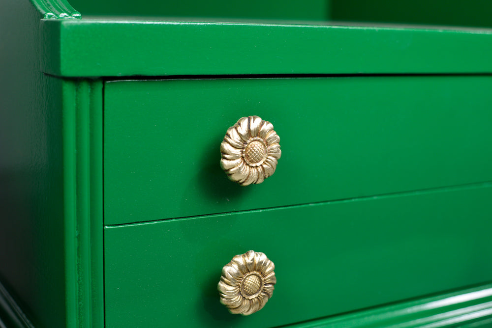 Mid Century Traditional Mahogany Nightstands in Green A Pair- Newly Painted