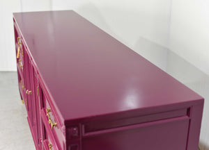 Mid Century Transitional Credenza Lowboy Dresser or Credenza by American of Martinsville in Purple - Newly Painted