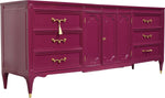 Mid Century Transitional Credenza Lowboy Dresser or Credenza by American of Martinsville in Purple - Newly Painted