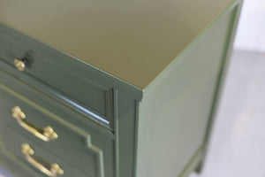 Mid Century Transitional Credenza Lowboy Dresser by Drexel in Green - Newly Painted