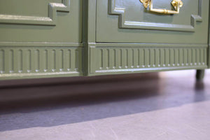 Mid Century Transitional Credenza Lowboy Dresser by Drexel in Green - Newly Painted