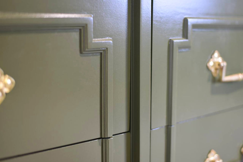 Mid Century Transitional Credenza Lowboy Dresser by Drexel in Green - Newly Painted