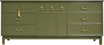 Mid Century Transitional Credenza Lowboy Dresser by Huntley in Green - Newly Painted