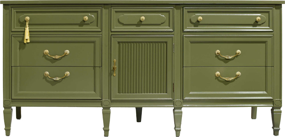 Mid Century Transitional Dresser Venezia Collection by Unagusta in Green - Newly Painted