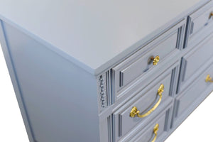 Mid Century Transitional Dresser in Blue by Dixie Furniture - Newly Painted