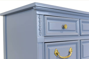 Mid Century Transitional Dresser in Blue by Dixie Furniture - Newly Painted
