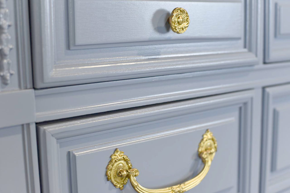 Mid Century Transitional Dresser in Blue by Dixie Furniture - Newly Painted