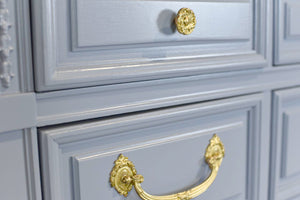 Mid Century Transitional Dresser in Blue by Dixie Furniture - Newly Painted