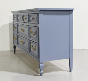 Mid Century Transitional Dresser in Blue by Dixie Furniture - Newly Painted