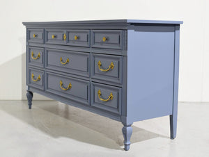 Mid Century Transitional Dresser in Blue by Dixie Furniture - Newly Painted