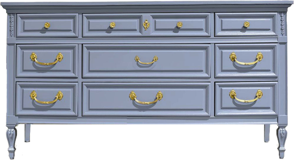 Mid Century Transitional Dresser in Blue by Dixie Furniture - Newly Painted