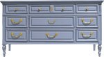 Mid Century Transitional Dresser in Blue by Dixie Furniture - Newly Painted