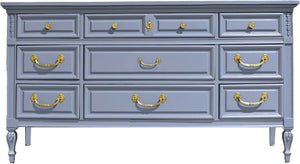 Mid Century Transitional Dresser in Blue by Dixie Furniture - Newly Painted
