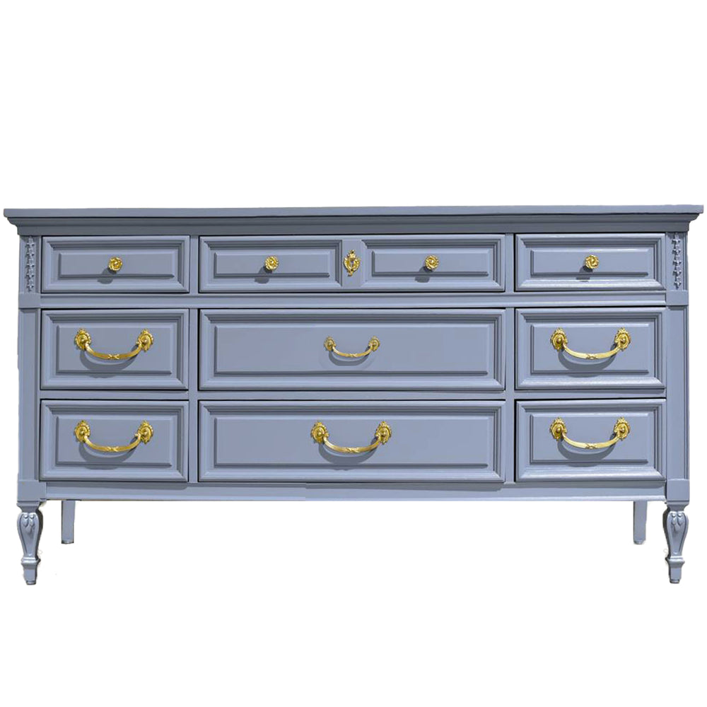 Mid Century Transitional Dresser in Blue by Dixie Furniture - Newly Painted