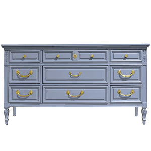 Mid Century Transitional Dresser in Blue by Dixie Furniture - Newly Painted