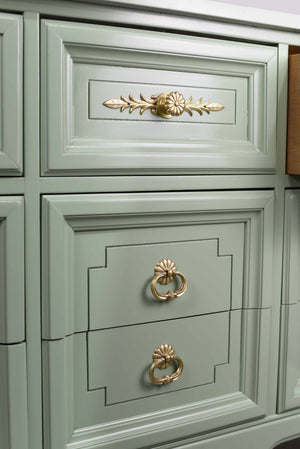 Mid Century Transitional Dresser in Sage Green by Dixie Furniture - Newly Painted