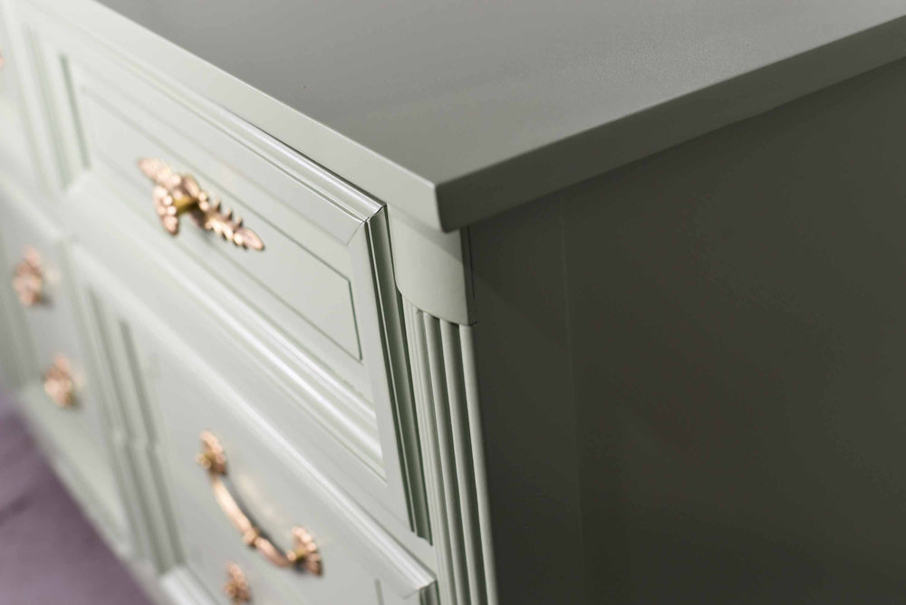 Mid Century Transitional Dresser in Sage Green by Dixie Furniture - Newly Painted