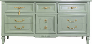 Mid Century Transitional Dresser in Sage Green by Dixie Furniture - Newly Painted