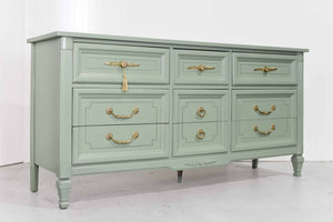 Mid Century Transitional Dresser in Sage Green by Dixie Furniture - Newly Painted
